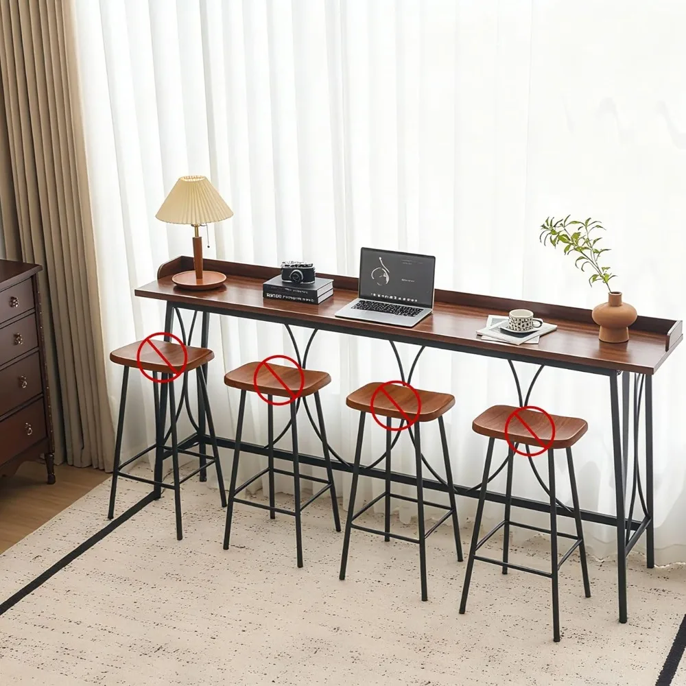 Wood Bar Height Table with Segmented Top Kitchen Breakfast Counter Table for Bistro Dining Room Living Room Brown