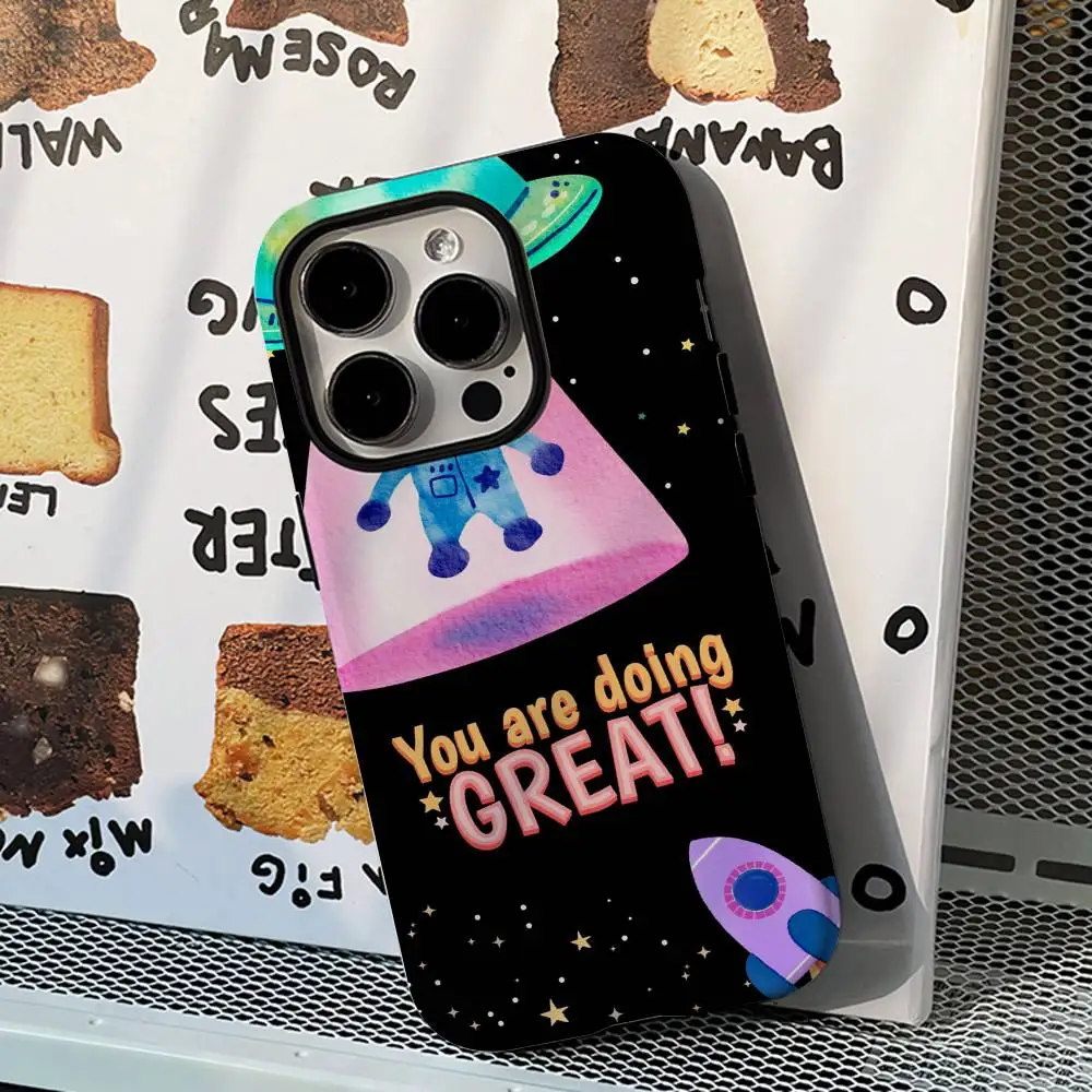 

Black And Pink Cute Space Phone Case Film Shell For IPhone 16 15 14 13 12 11 Pro Max Plus