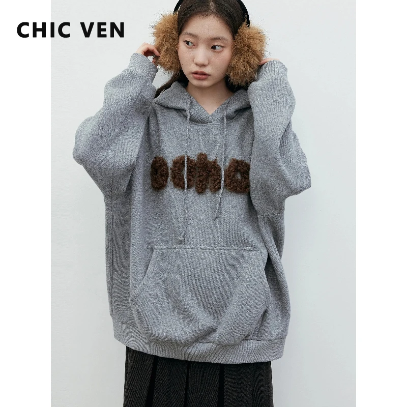 

CHIC VEN новые женские толстовки, свободные повседневные плюшевые теплые женские пальто с капюшоном и длинными рукавами, осень-зима 2026, женская одежда