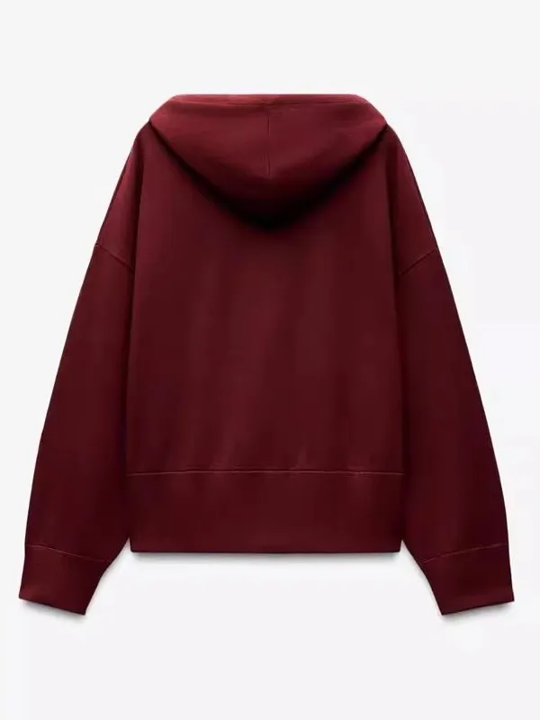 mat Comfortable Knitted Long Sve Hoodie Women's Faion New Arrival 2025 Autumn Season Polyester Fabric Zipper Closure