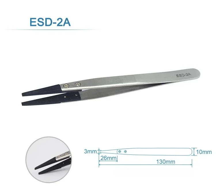 1-5 Stück Uhrzeiger-Montagepinzetten mit geradem und gebogenem Griff, antistatische Edelstahl-Kunststoffpinzetten ESD-259 ESD-259A ESD-7A
