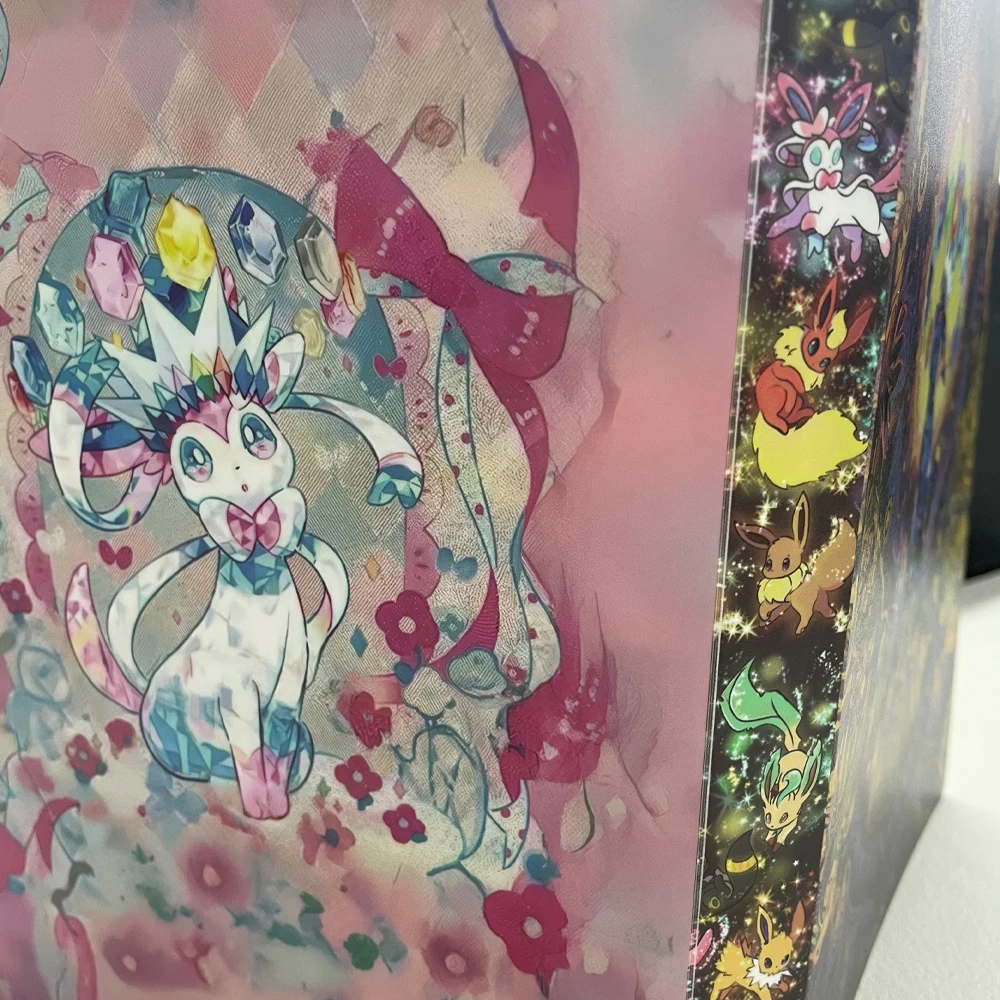 PTCG Prism Evolution ألبوم بطاقات قابل للجمع 4 مقصورات يمكن أن تحمل 240 بطاقة قابلة للجمع ماتي اللمس قذيفة هدية عيد ميلاد الطفل