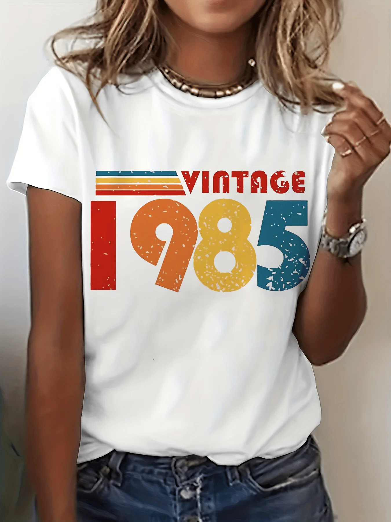 

Edition 1985 40th Birthday Vintage Graphic TShirt Womens Short Sleeve Crew Neck Casual with Retro Letter Print Aesthetic Clothes