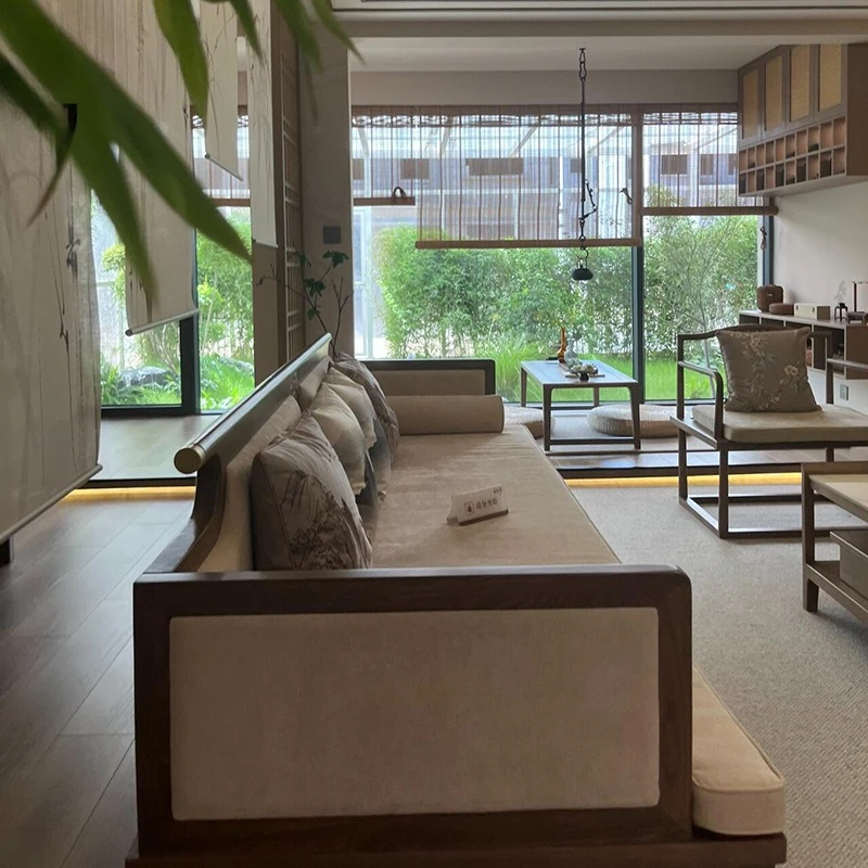 

straight-row simple fabric large apartment modern winter and summer dual-purpose living room new Chinese furniture