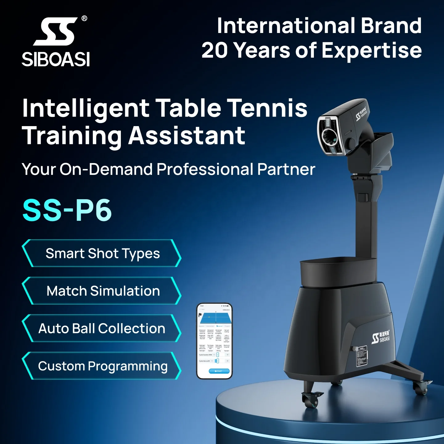 New P6 Hot Sale Table Tennis Ball Throwing Automatic Ball Machine Table Tennis Ball Machine For Professional Training