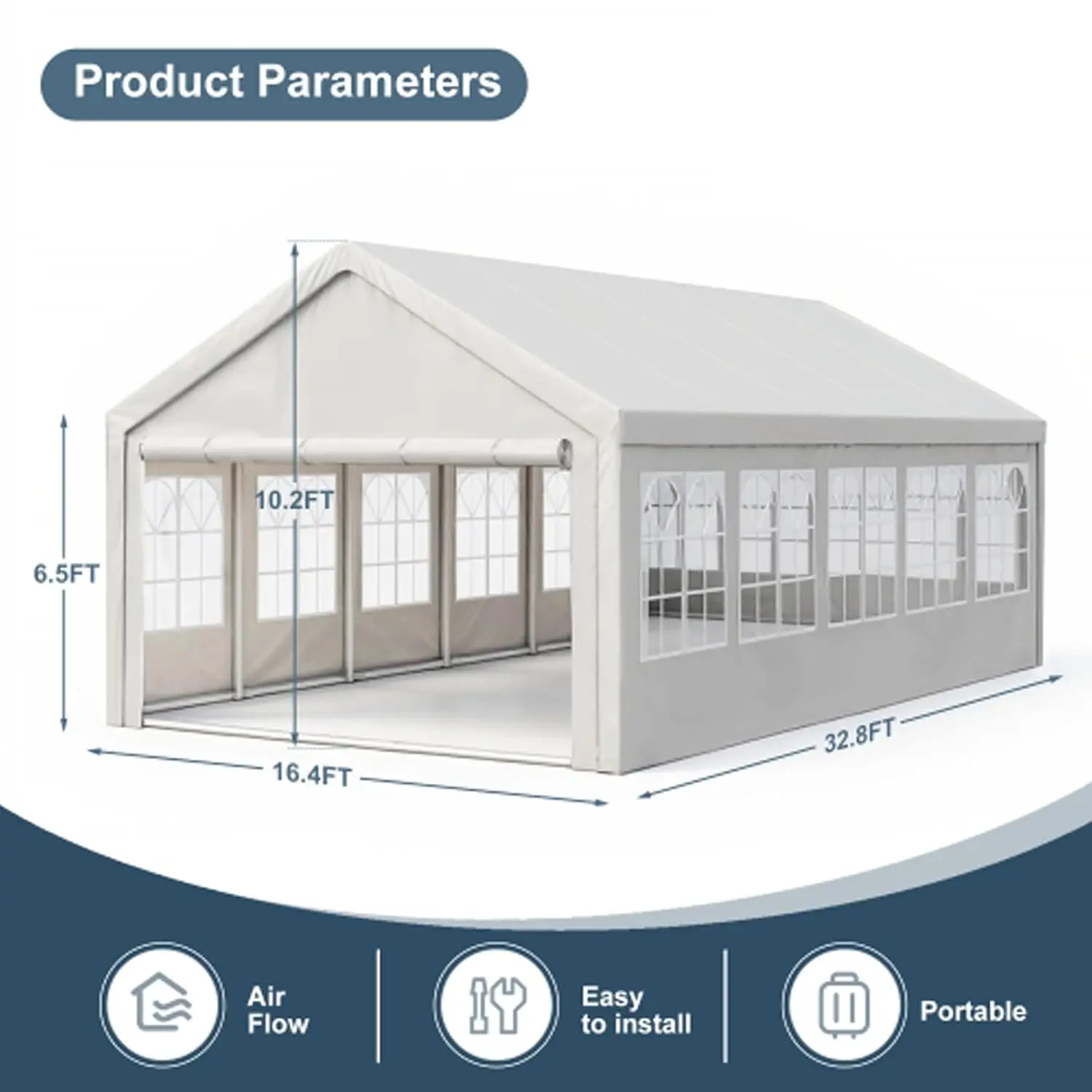 Portable Garage Canopy, Carport Car Canopy Party Tent Outdoor Gazebo with Removable Sidewalls Outdoor Gazebo Commercial, Custom