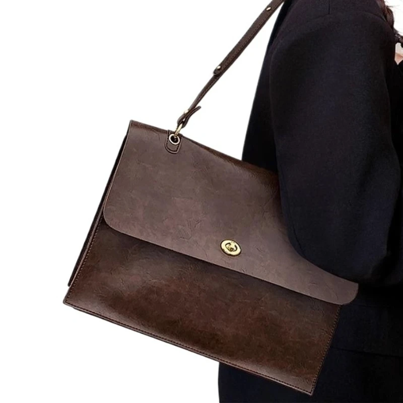 British Messenger Bag Women's Shoulder Large Capacity New Senior Temperament  Tote Briefcase High Quality High Appearance Level