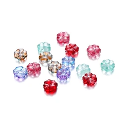 10/20Pcs Colorful Czech Lampwork Crystal Flower Beads Transparent Spacer Beads for Jewelry Making DIY Bracelet Accessories