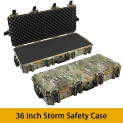 Outdoor Storm Safety Case 36.6in Camping Hunting Shooting Tactical Rifle Tooling Sponge Box Shockproof Anti-theft with Wheels