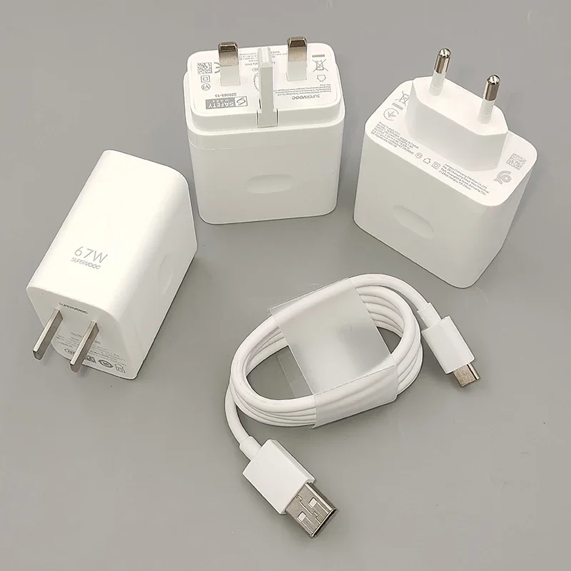 

67W Super Vooc Charger EU/US Fast Charge Adapter Usb Type C Cable For OPPO Reno 9 8 7 6 Pro Ace 2 A97 Find N X6 X5 X3 Pro
