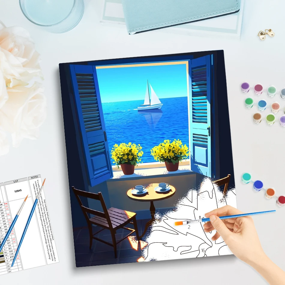 GATYZTORY Canvas Painting By Numbers Kits Coloring For Adults Unframe Landscape Home Decoration Luxury Art Stuff Frame Handiwork