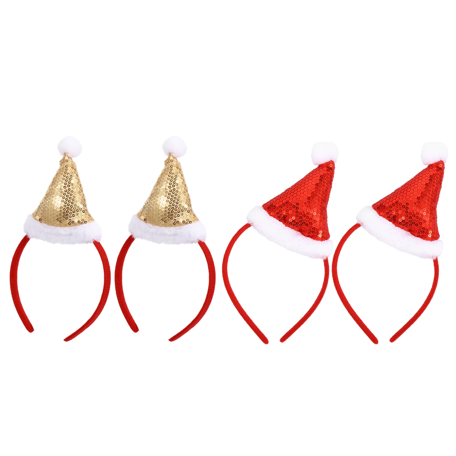 

4Pcs Christmas Hat Headband Sequins Hair Hoop Comfortable Girl Accessories Xmas Festival Holiday Hair Tools