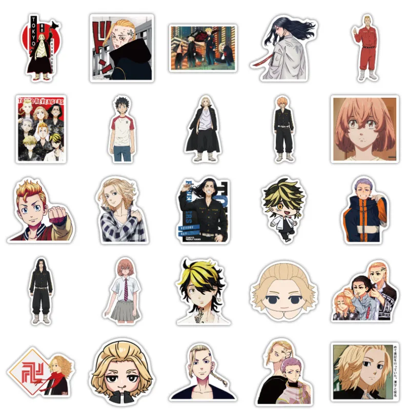 10/30/50 Uds estilo caliente clásico Anime Tokyo Avengers Graffiti impermeable regalo de fiesta de cumpleaños monopatín maleta de viaje teléfono