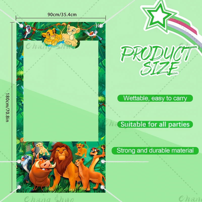 Lion King Photo Booth Frame Props Newborn Baby Boy Birthday Party Decor Shooting Backdrop Props Jungle Lion Simba Photo Banner