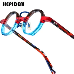HEPIDEM Acetate Glasses Frame Women New Vintage Round Eyeglasses Men Japanese Handmade Spectacles Retro Transparent Eyewear 9244