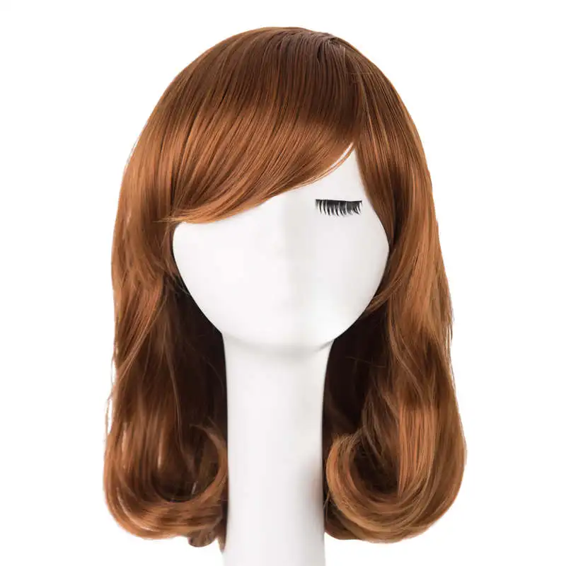 Elegant Short Wave Bob Wig with Bangs for Women High Temperature Fiber Synthetic Versatile Fashion Wig for Daily Wear