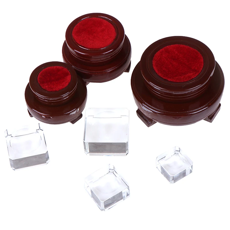 Crystal Wood Display Stand Base Holder For Crystal Ball Sphere Stone Decor