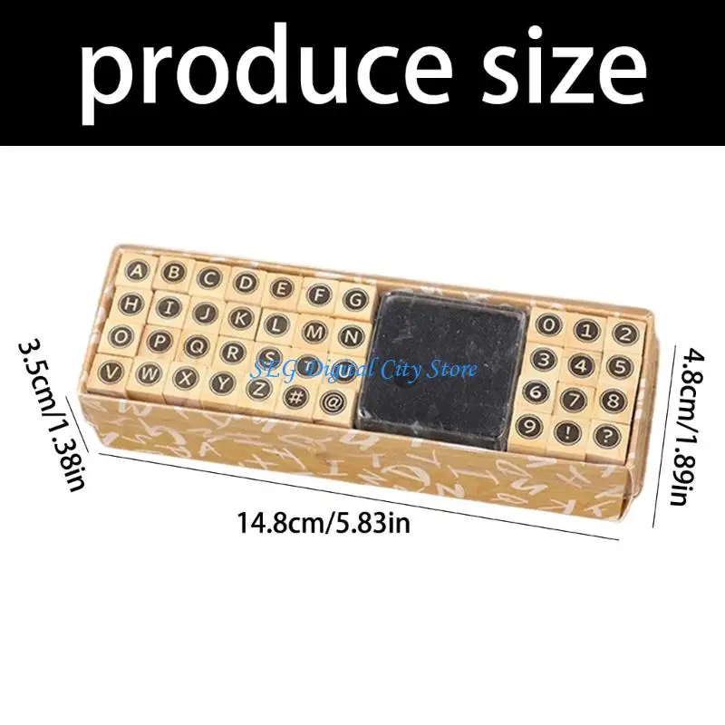 Picture 7: U75B 40Pcs Wooden Letter Number Stamps Multipurpose Design For DIY Crafting Office Use Includes Letters Numbers And Inks Pad