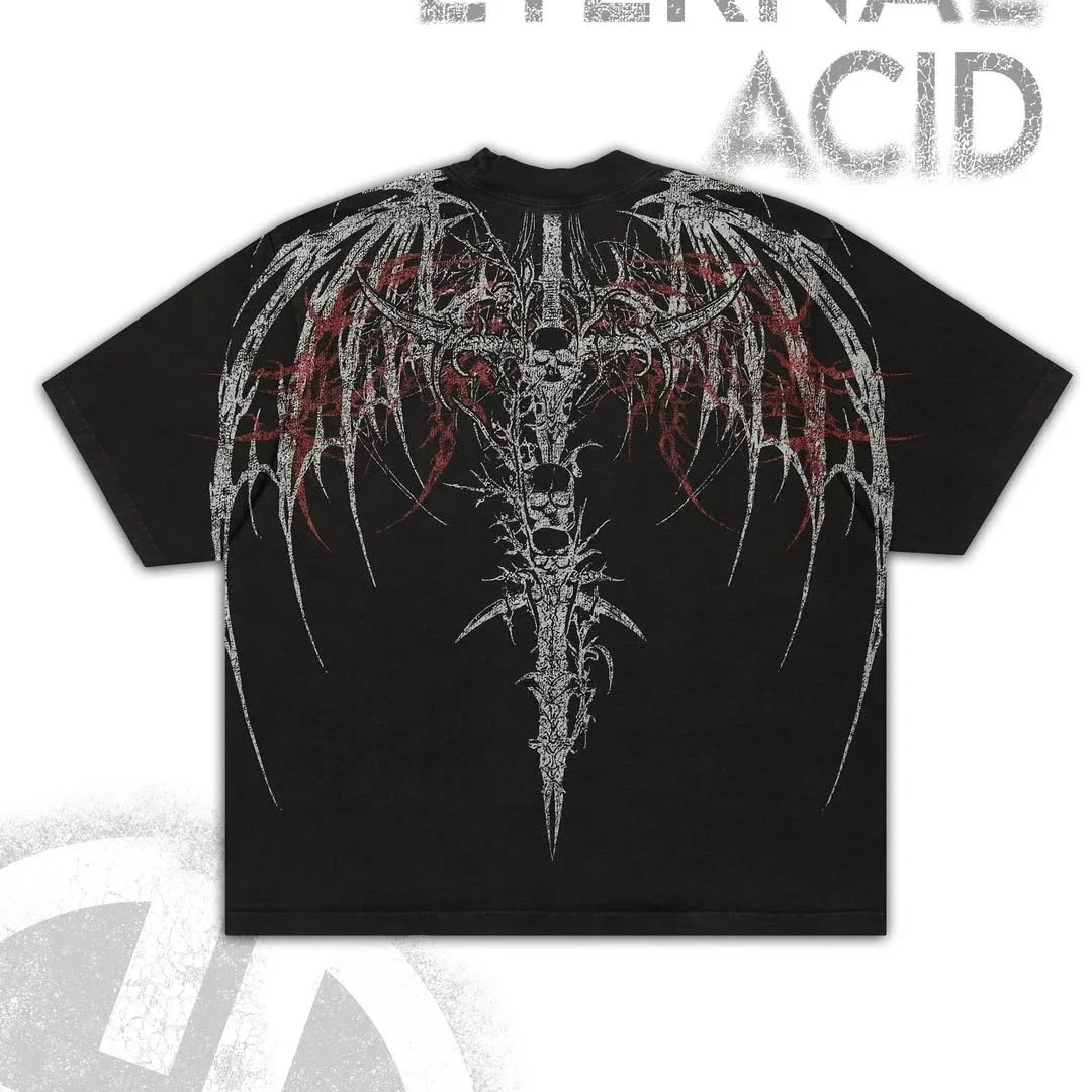 

Haunted Forest Goth Unisex T-shirt Vintage Heavy Cotton Boxy Fit Solitude Shadow Distressed Print Tee Cyberpunk Streetwear Top