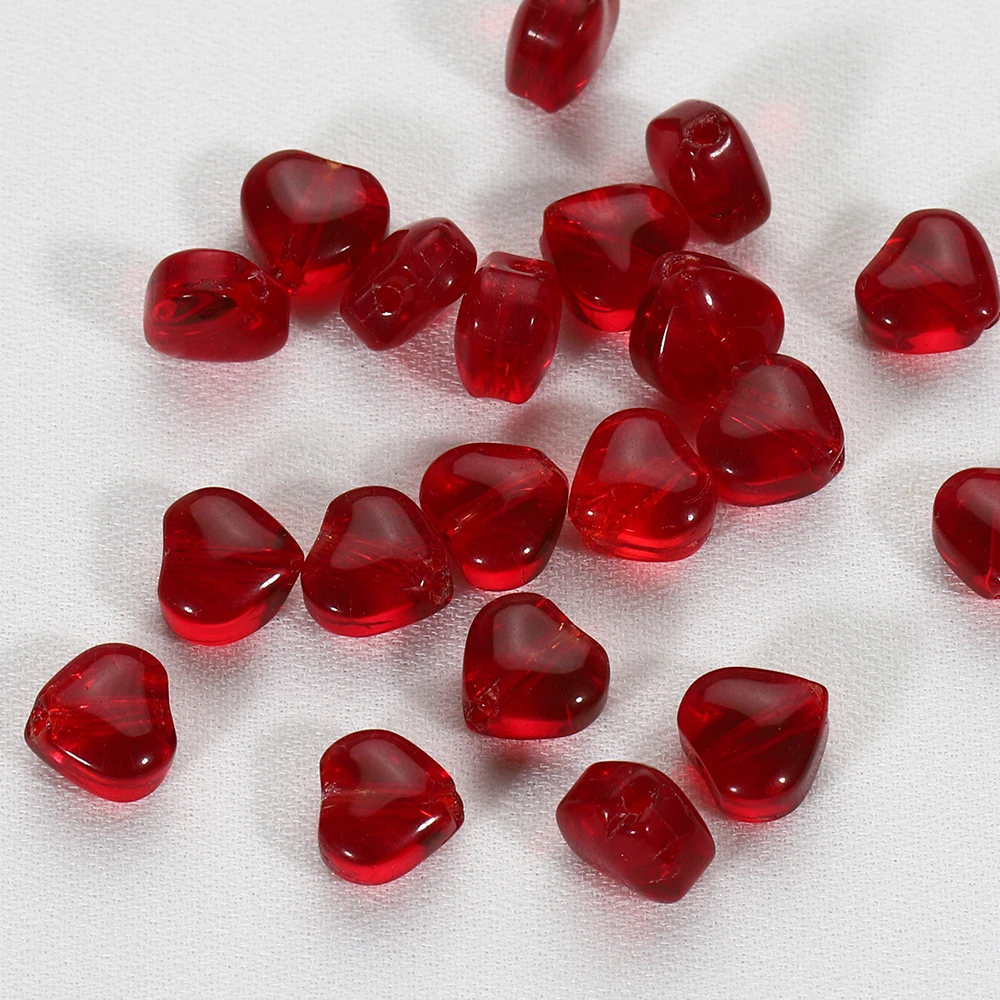 

20pcs AB Color Heart Beads 6mm Red Czech Glass Loose Spacer Beads for DIY Earrings Necklace Jewelry Making Hairpin Accessories