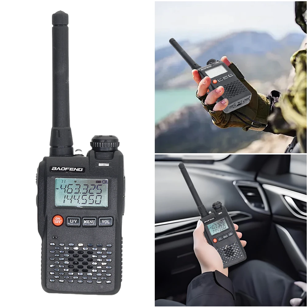 Baofeng UV-3R Walkie Talkie 136-174MHz & 400-470MHz Pocket Walkie Talkie Dual Display Ham FM Transceiver 99 Channel VOX