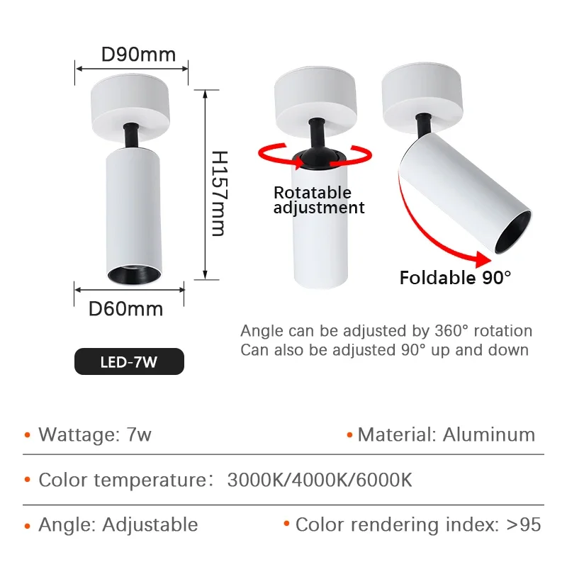 LED Recessed Downlight Frame GU10 MR16 Housing LED Spotlight Downlight 7W Surface Mounted COB Ceiling Light Spotlight Can Be - view 3