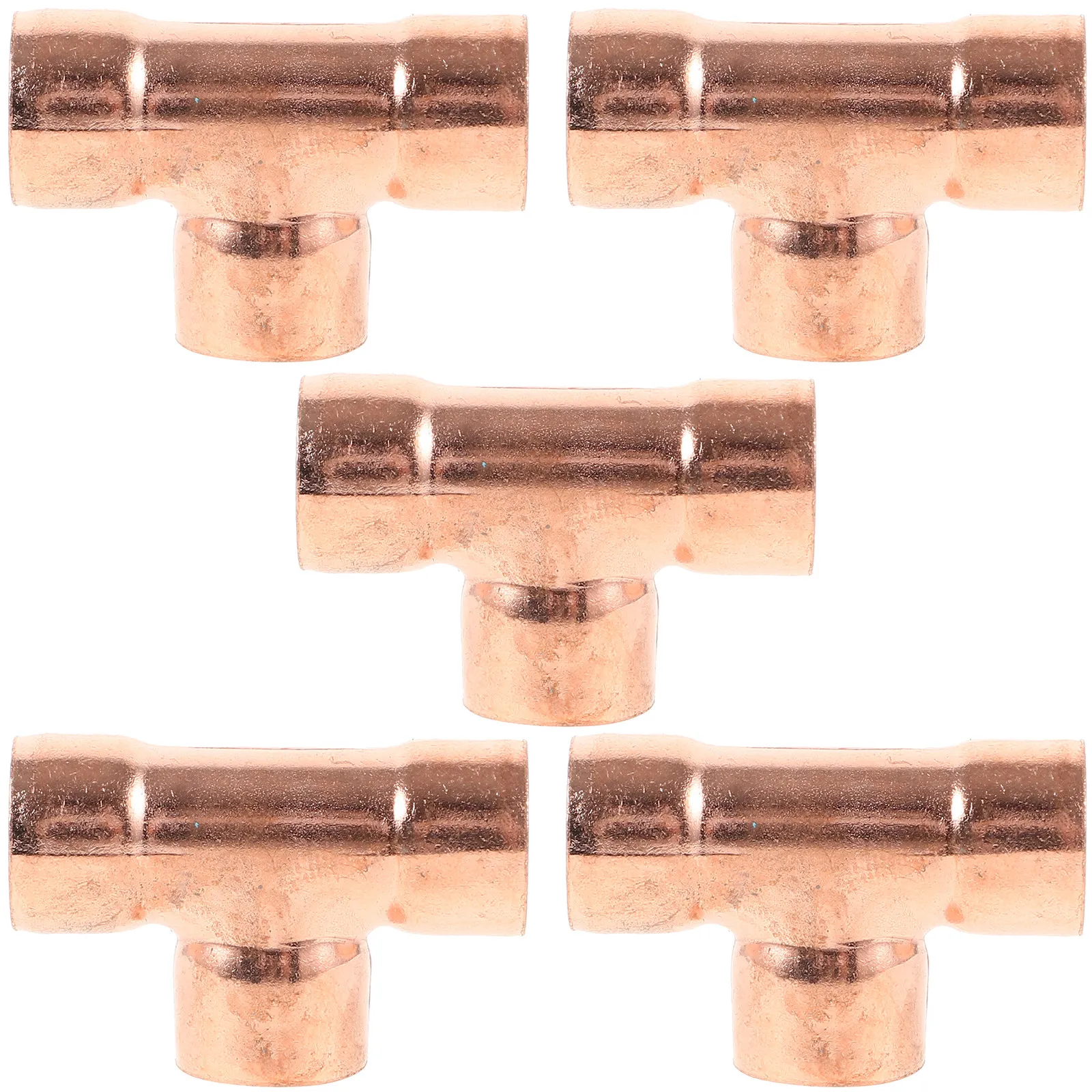 5Pcs Sturdy Copper Hvac Fitting 3-Way Ac Welding Connector for Refrigeration Hydraulic Systems Corrosion-Resistant Design