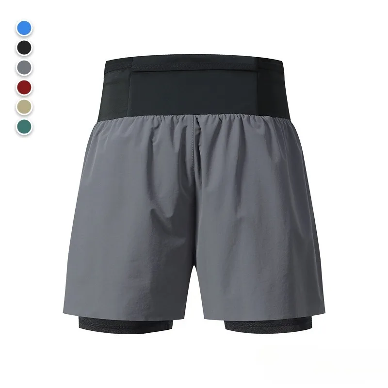 

Мужские и женские шорты для трейлраннинга, летние, для марафона на открытом воздухе, двухслойные, с защитой от просвечивания