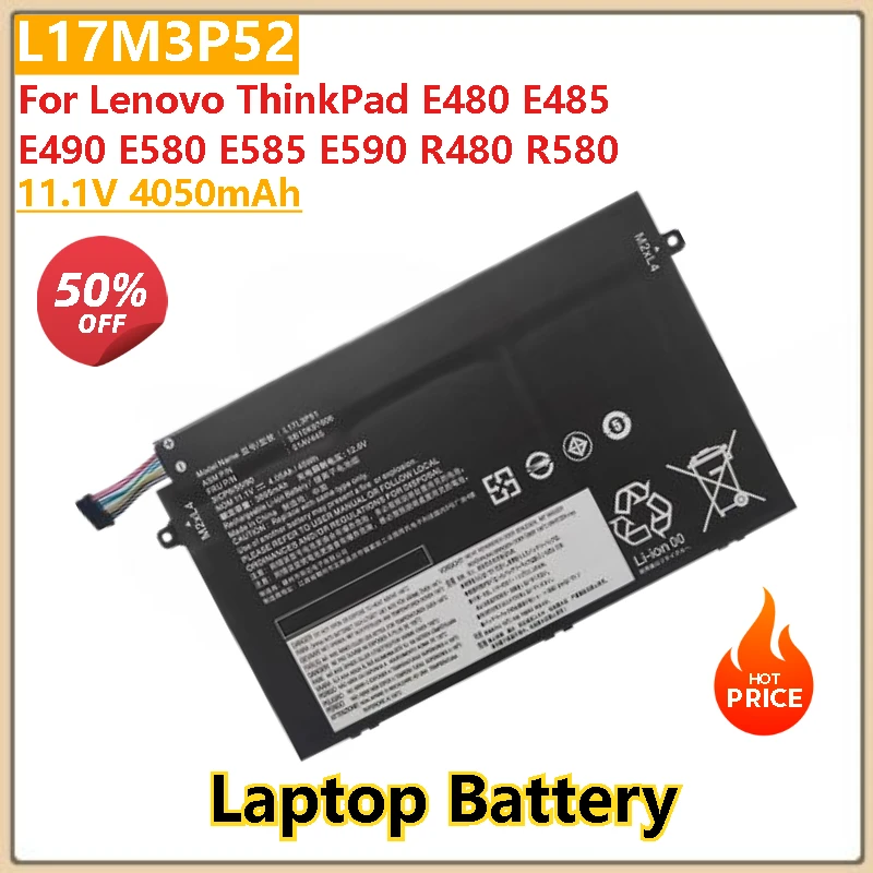 

L17M3P52 4050 мАч аккумулятор для ноутбука Lenovo ThinkPad E580 E585 E490 E480 E485 E495 E590 E595 R480 L17L3P51 L17C3P51 L17M3P51