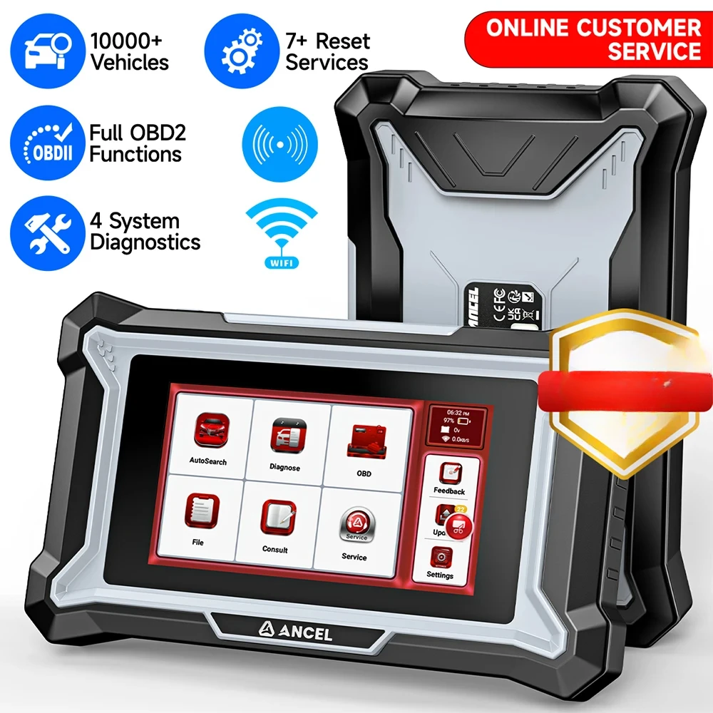 Scanner OBD2 ANCEL DS100, Leitor de Códigos de 4 Sistemas, Ferramenta de Diagnóstico de Motor/Transmissão/ABS/SRS com 7 Serviços de Redefinição, Ferramentas Principais