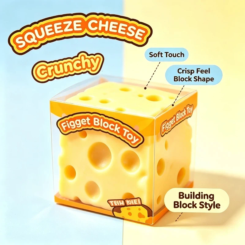 Crunchy Cheese Shape Slow Squeeze Squeeze Stress Relief Toy Comfort Grip Durable Material Stress Relieving Table Accessory New
