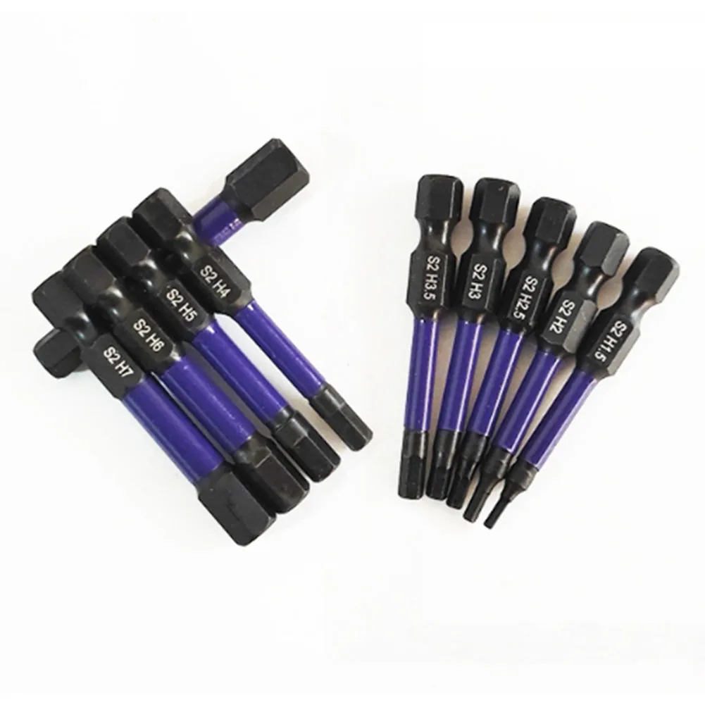 10Pcs Magnetic Hex Head Screwdriver Bit Set 1/4 Shank Screwdriver Bit H1.5-H6 1/4 Inch Hex Shank Hex Bit Hand Tool Parts