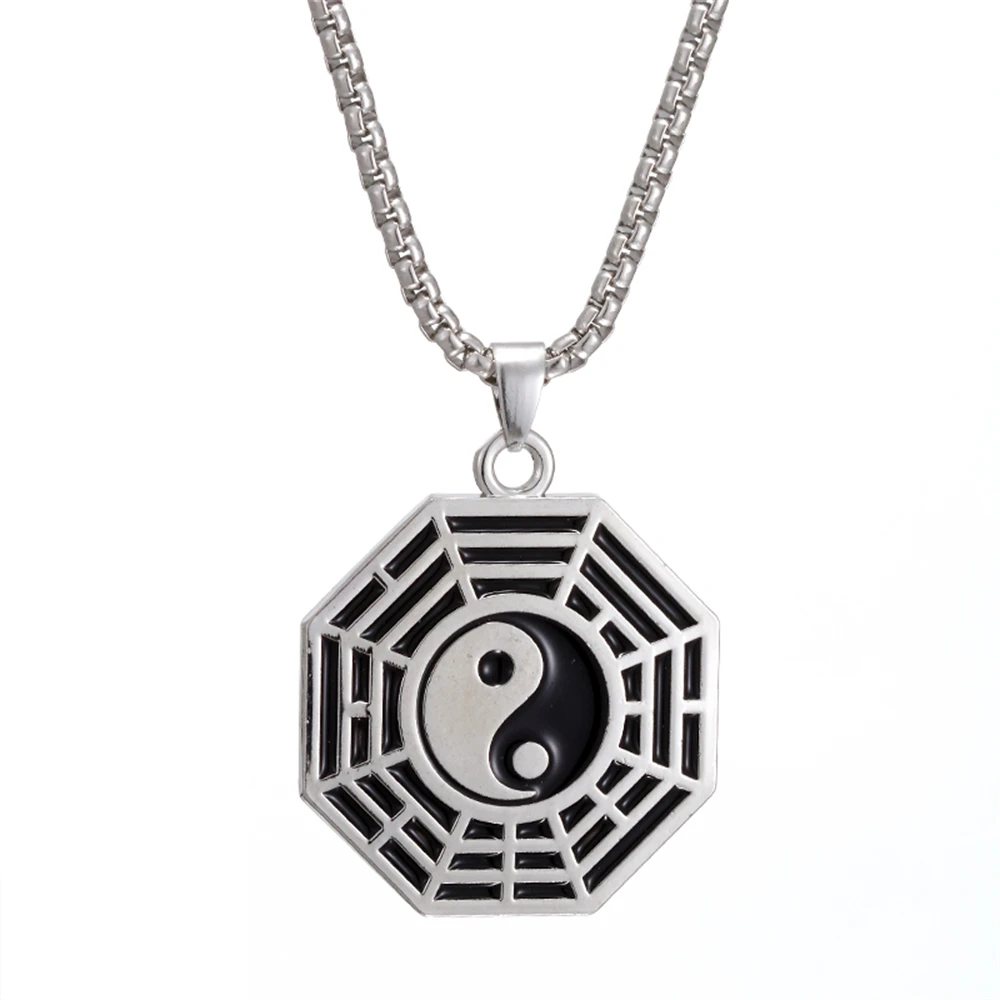 Ninja Compass Necklace Black Cross Key Pendant New Red Sun Fashion Charm Eight Diagrams Jewelry For Men Women Gifts