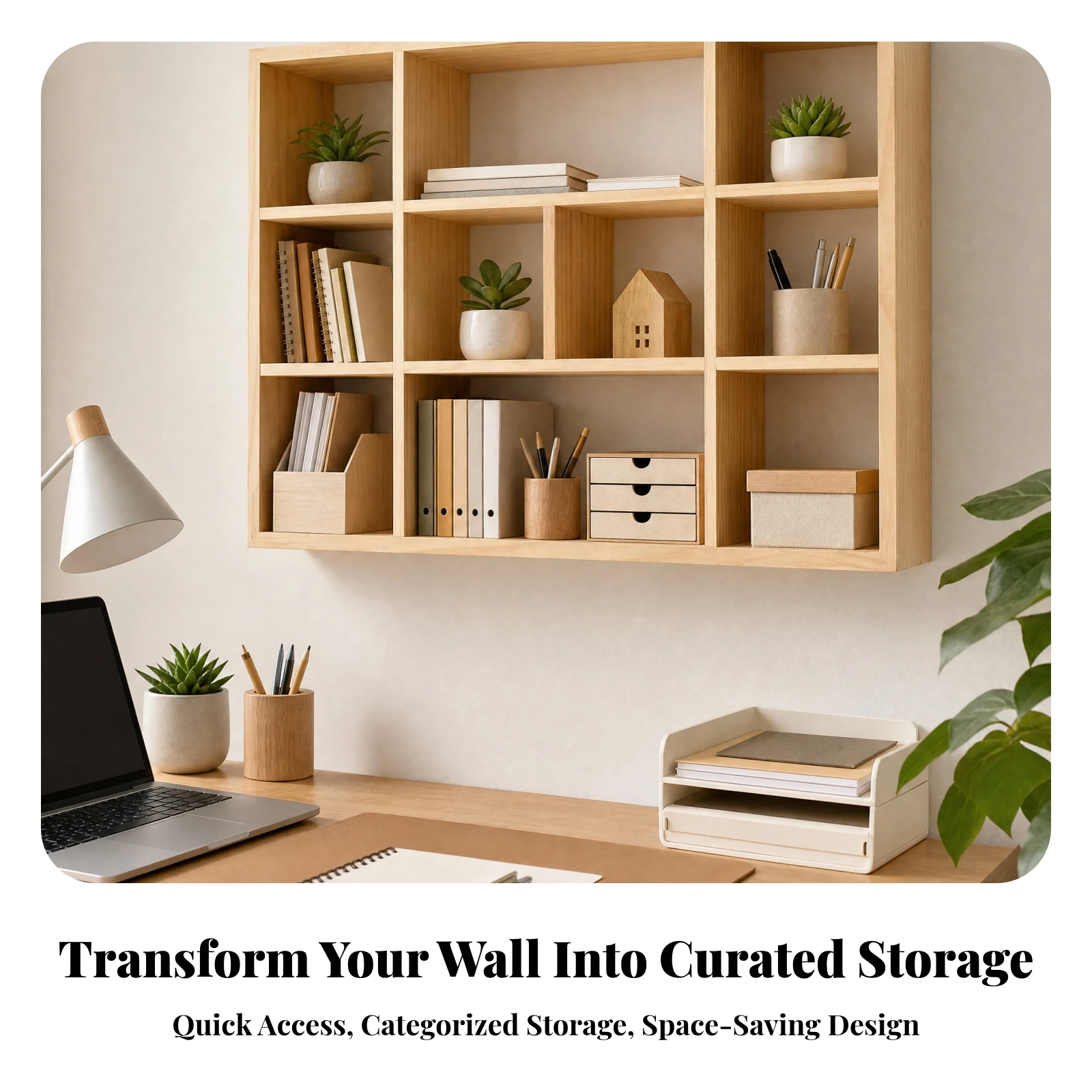 Rectangular Wall Shelf with Frame Multi-Compartment Wall-Mounted Wooden Storage Shelf Vintage Farmhouse for Living Rooms