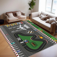 Airport Game Rug, Airport Play Rug, Kids Airplane Runway Carpet, Car Parking Playmat, Fun City Road Mat Educational Rug Carpet