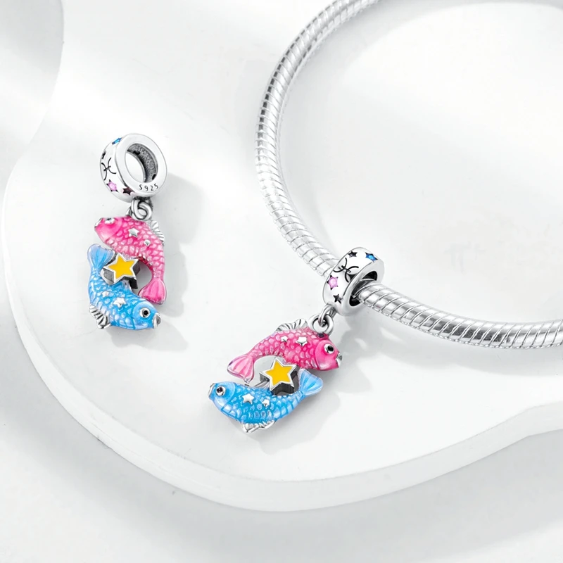 925 Sterling Silver 12 Constellation Luminous Charms Beads Pendants Fit Original Bracelet Neckalce Charm DIY Jewelry
