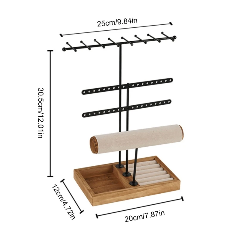 Adjustable Jewelry Stand Multifunctional Jewelry Display Holder Necklace Display Stand Rings Holder Suitable for Desktop