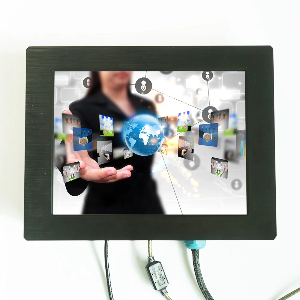 12 inch IP67 waterproof outdoor rugged resistive touchscreen monitor for kiosk digital signage