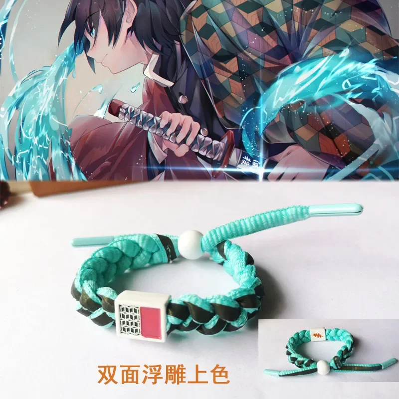 Anime Demon Slayer Cosplay Kamado Tanjirou Kamado Nezuko Bracelet Hand-Knitted Anime Bracelet Couple Accessories Christmas Gift