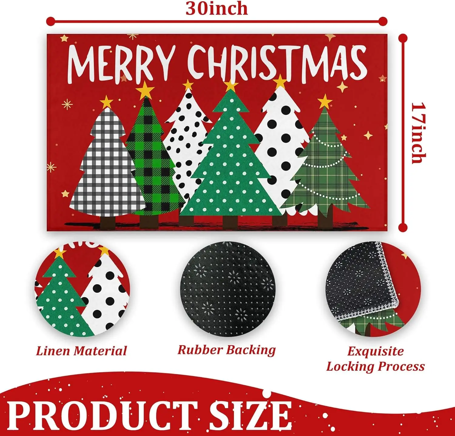 الجاموس منقوشة أشجار عيد الميلاد عيد ميلاد سعيد سجادة باب الأحمر ، الموسمية عيد الميلاد سجادة باب عدم الانزلاق قابل للغسل منخفضة المستوى داخلي في الهواء الطلق الشتاء