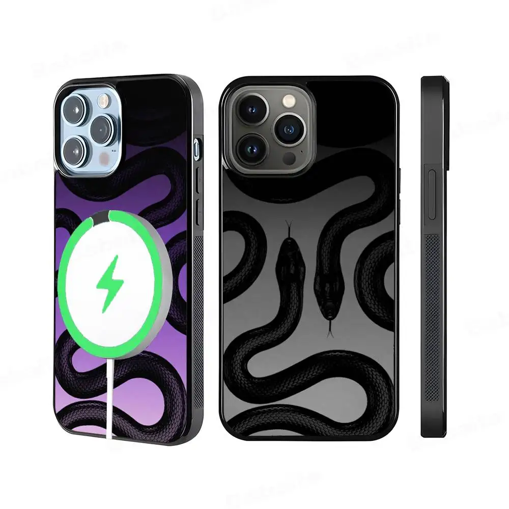 

Luxurious Gold Snake Phone Case For IPhone 16 15 14 13 12 11 17 Pro Max Plus Magnetic Wireless Cover