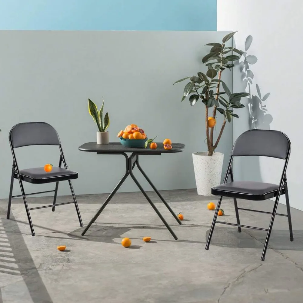 Folding Chair 4 Pack Leather Padded Folding Chairs Sturdy Metal Frame Foldable Chairs for Indoor Outdoor Use Easy to Store and Carry Comfortable Seating for Home Office Party Events Dining Camping view 5