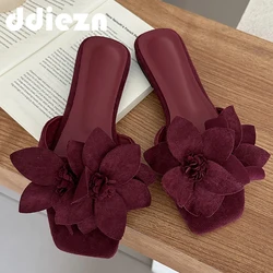 Flower Slippers New Women Sandals Flip Flops Shallow Beach Footwear Shoes Summer Female Shoes 2025 Ladies Slides Flats Sandals
