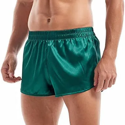 Loween 2025 Pantalones de satén para hombre, pantalones de seda con ángulo plano, abertura lateral Sexy, informales, temporada de verano, ajuste pe, origen chino