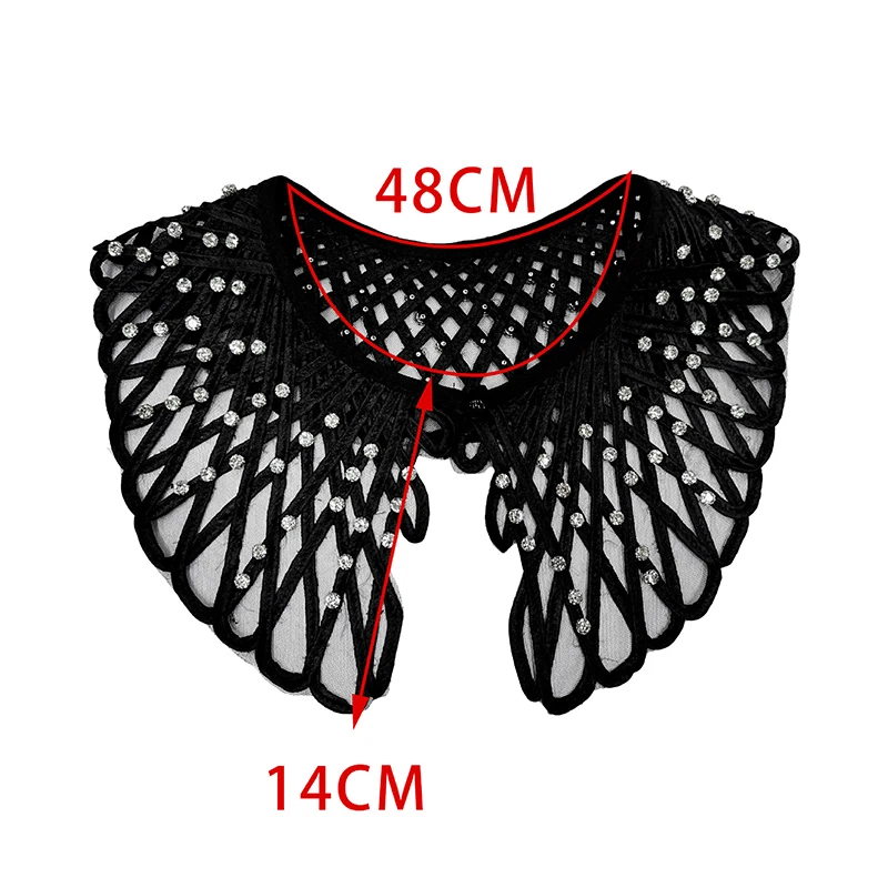 Полый искусственный воротник со стразами и бисером, модная кружевная основа, тканевый топ, свитер, внутренняя рубашка, блузка, милый съемный декоративный воротник