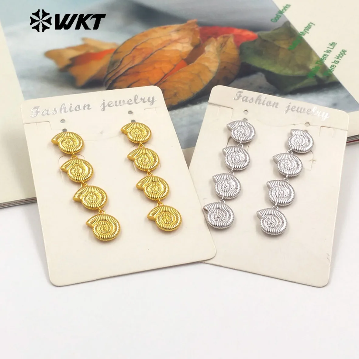 

WT-E763 WKT Лидер продаж, элегантные серьги в форме улитки с позолотой 18 карат для женщин, специальные подарки, ювелирные изделия