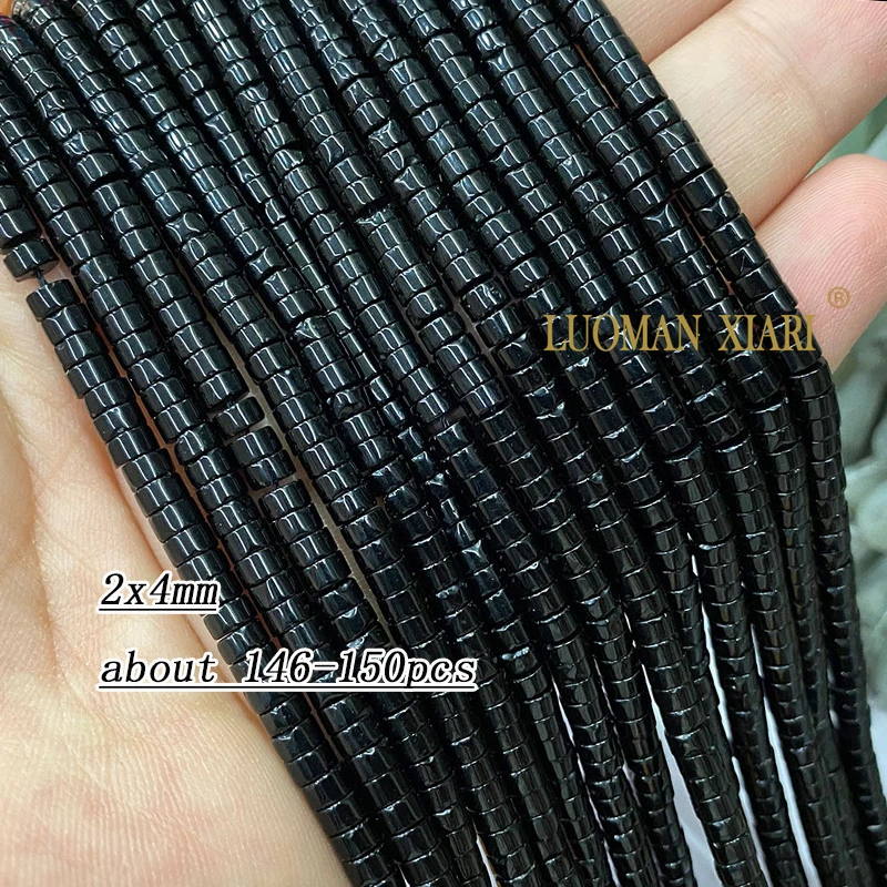 Spacer Beads Black Stone Onyx Loose Cylinder Shape 9x4mm 13x4mm 4x4mm For Jewelry Making DIY Charms Bracelets Accessories 15\'\'