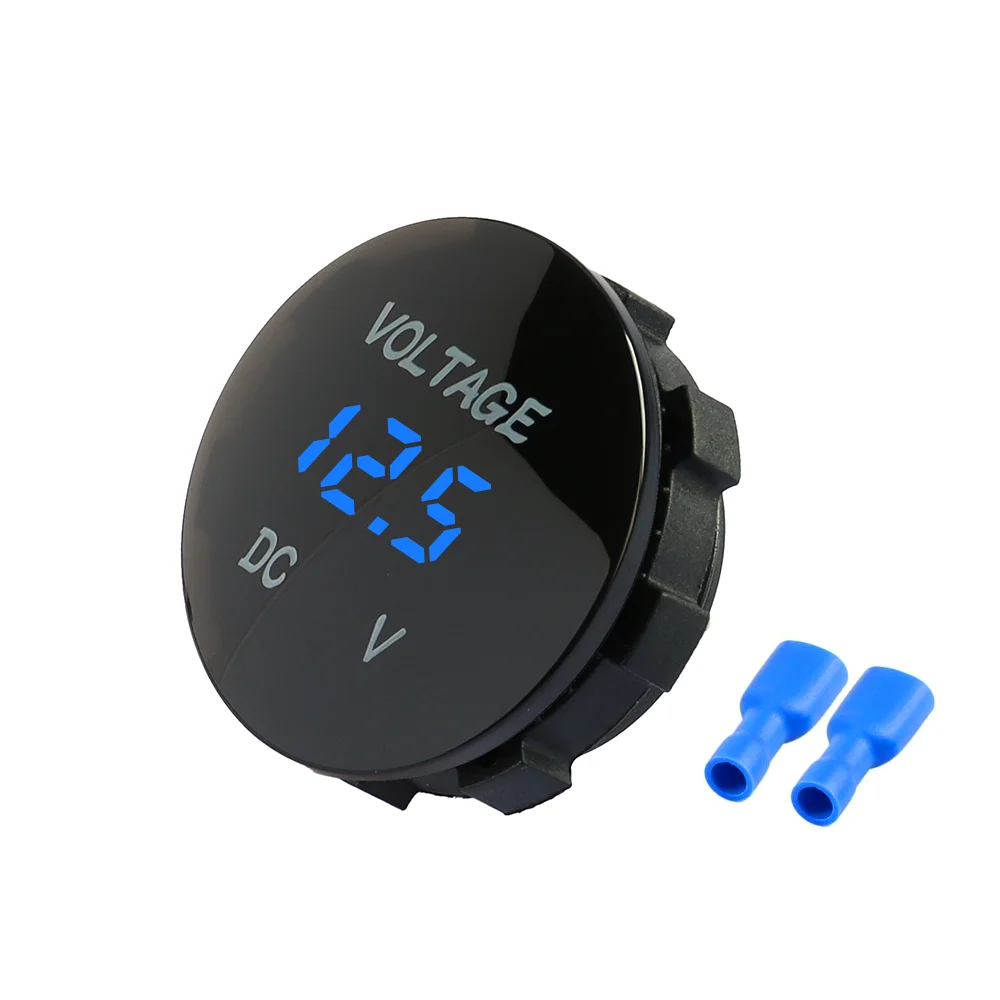 Voltímetro de Panel Digital DC 12V-24V, medidor de voltaje eléctrico con pantalla Led, probador de voltios resistente al agua para coche, motocicleta, barco, ATV y camión