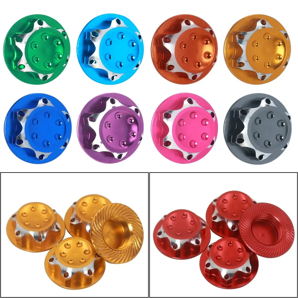 4Pcs 17mm Rc Car Lock Nuts Dustproof Aluminum Wheel Nuts for 1/8 1/7 Buggy Monster Truck Short Course Truck Accessories