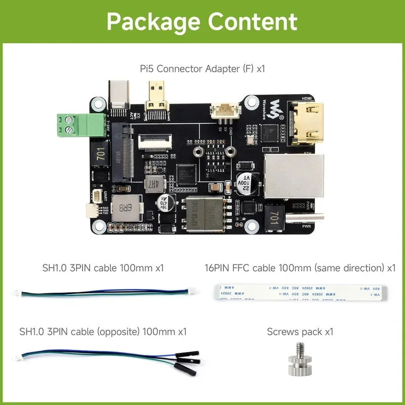 Raspberry Pi 5 PCIe To.2 NVME SSD Multi Function Adapter Board PoE Ethernet Power Over RJ45 Ethernet Driver-